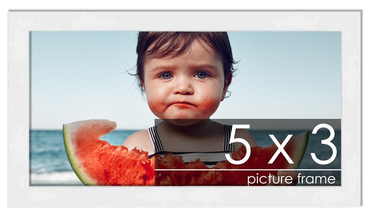 Photo Size Classic Modern White Frame - UV Acrylic, Foam Board Backing, Hanging Hardware